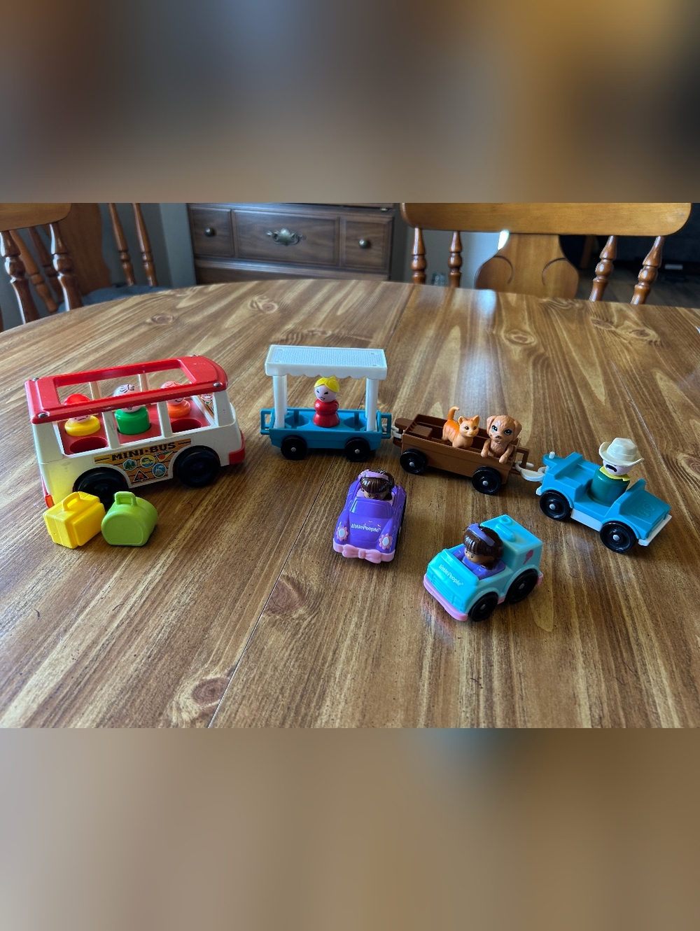 Vintage Fisher Price Little People Mini-Bus and Tram